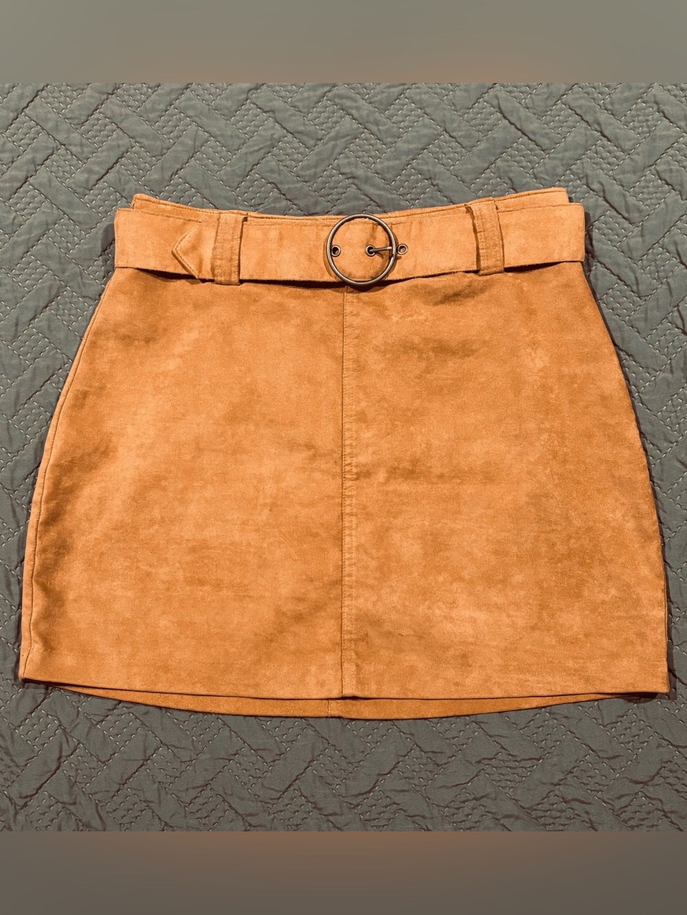 Hollister Ultra High Rise Tan Faux Suede Belted Mini Skirt